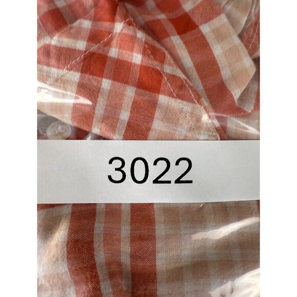 XXI Size M Plaid Cotton Button Top Salmon Long Sleeve Casual Pocket Collar - Picture 9 of 9